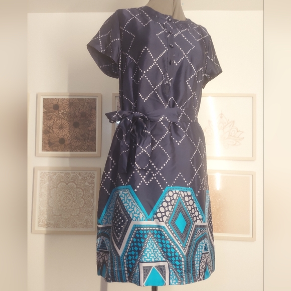 BR silk blend dress, size large, blue - Picture 5 of 10